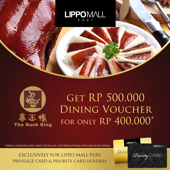 the duck king dining voucher promo in lippo mall puri st. moritz